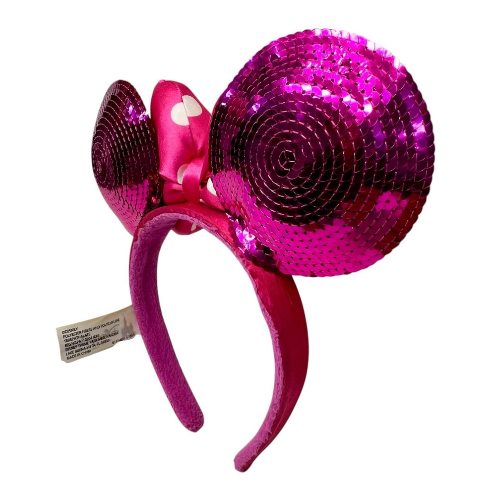 Original Disney Parks Pink W Pink Polka Dot Bow Minnie Ears - Picture 8 of 10